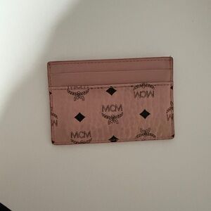 MCM Blush Card Holder with Logo Pattern